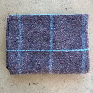 Vintage Bob Barker Throw Blanket 66x88 Gray Blue Stripe